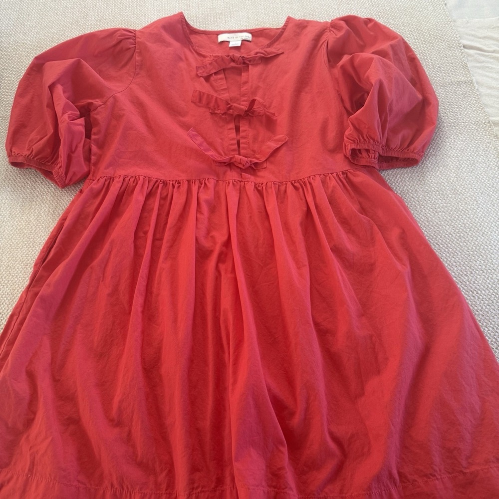 Band of the Free Scarlet red bow mini dress Tie Front Size Medium - Picture 10 of 12